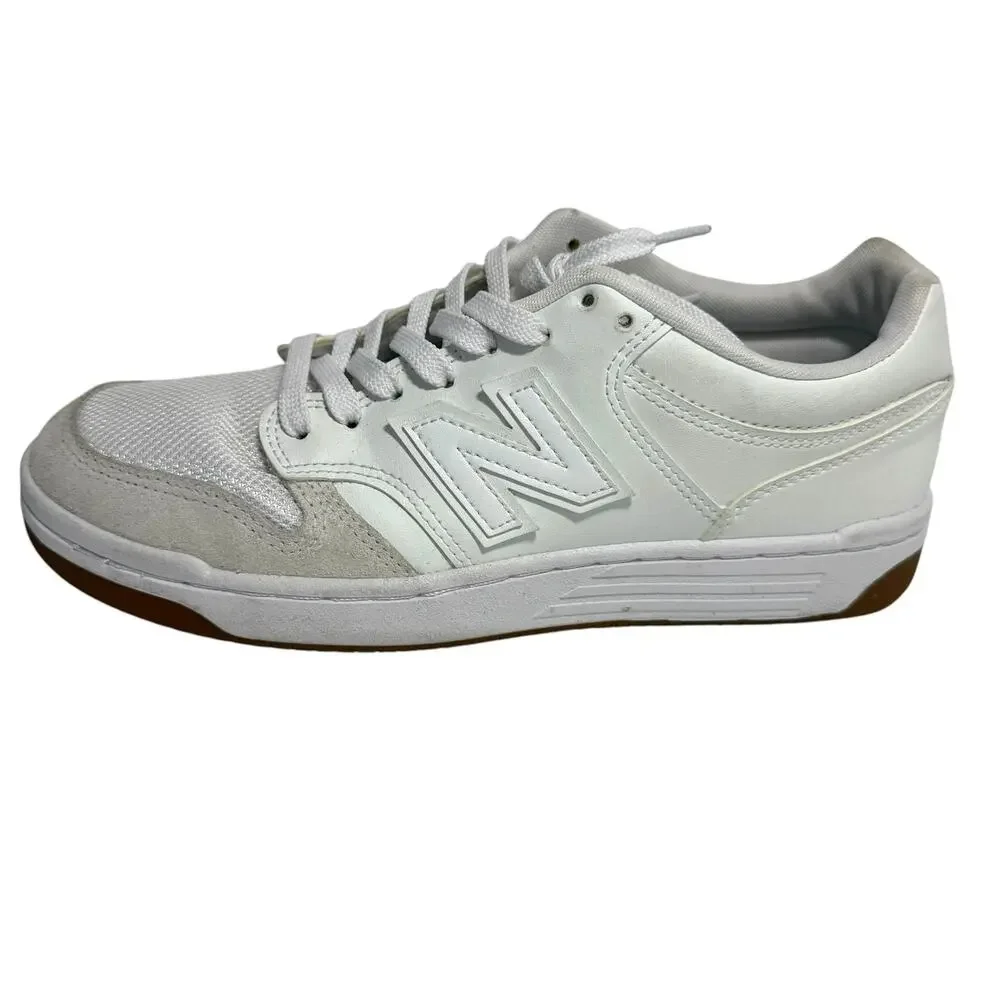 New Balance M8.5 W10 480 Sneaker Tennis Shoe White with Reflection Leather Upper